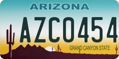AZ license plate AZC0454