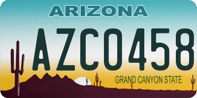 AZ license plate AZC0458