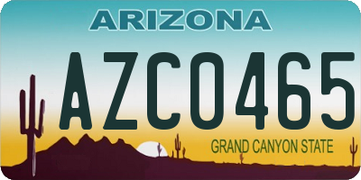 AZ license plate AZC0465
