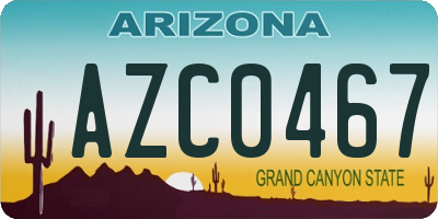 AZ license plate AZC0467
