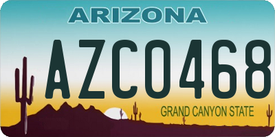 AZ license plate AZC0468