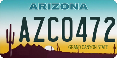 AZ license plate AZC0472