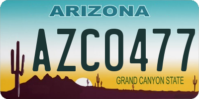 AZ license plate AZC0477