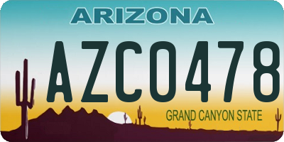 AZ license plate AZC0478
