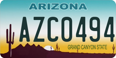 AZ license plate AZC0494