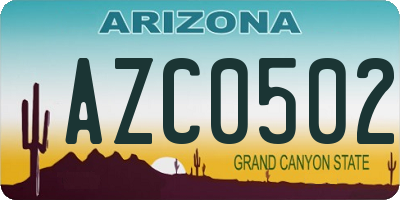 AZ license plate AZC0502