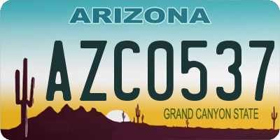 AZ license plate AZC0537