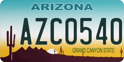 AZ license plate AZC0540