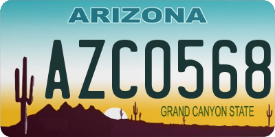 AZ license plate AZC0568