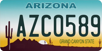 AZ license plate AZC0589