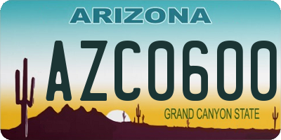 AZ license plate AZC0600
