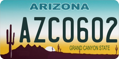 AZ license plate AZC0602