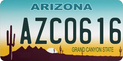 AZ license plate AZC0616