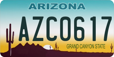 AZ license plate AZC0617