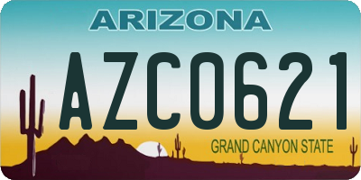 AZ license plate AZC0621