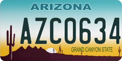 AZ license plate AZC0634