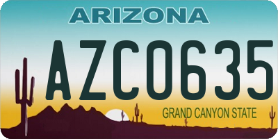 AZ license plate AZC0635