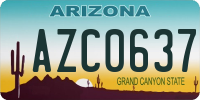 AZ license plate AZC0637
