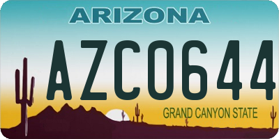 AZ license plate AZC0644