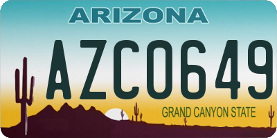 AZ license plate AZC0649