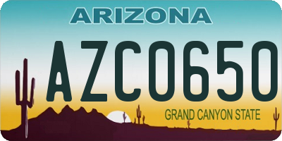 AZ license plate AZC0650