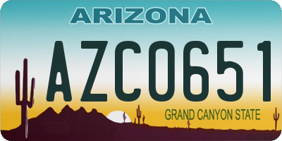 AZ license plate AZC0651