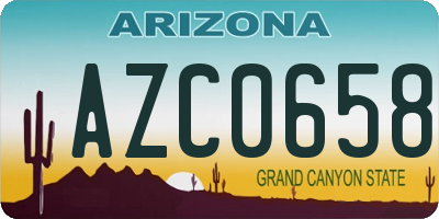 AZ license plate AZC0658