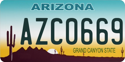 AZ license plate AZC0669