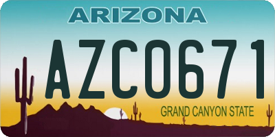AZ license plate AZC0671