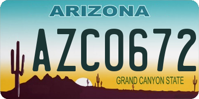 AZ license plate AZC0672