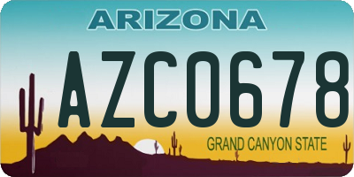 AZ license plate AZC0678
