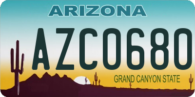AZ license plate AZC0680