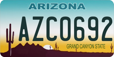 AZ license plate AZC0692