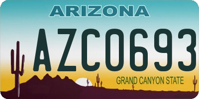 AZ license plate AZC0693