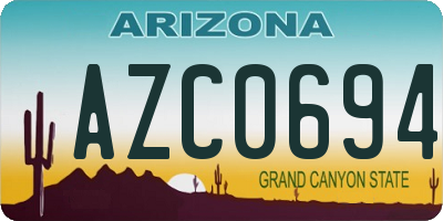 AZ license plate AZC0694