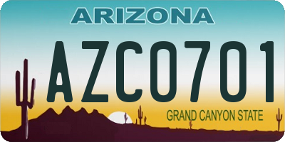 AZ license plate AZC0701