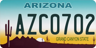 AZ license plate AZC0702