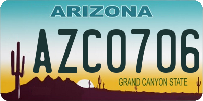 AZ license plate AZC0706