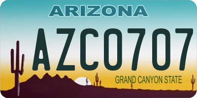 AZ license plate AZC0707