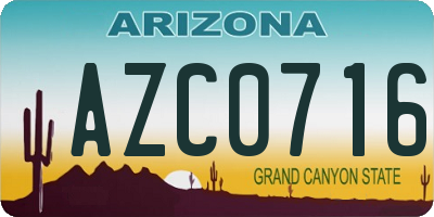 AZ license plate AZC0716