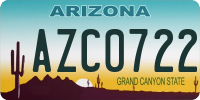 AZ license plate AZC0722