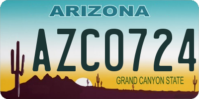 AZ license plate AZC0724