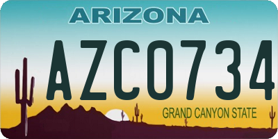 AZ license plate AZC0734