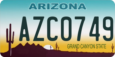 AZ license plate AZC0749