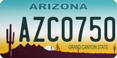 AZ license plate AZC0750