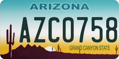 AZ license plate AZC0758
