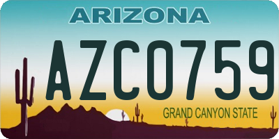 AZ license plate AZC0759