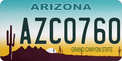 AZ license plate AZC0760