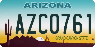 AZ license plate AZC0761