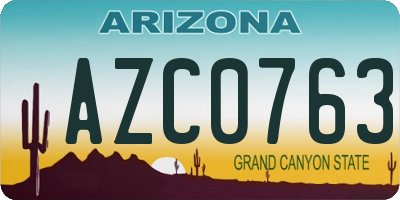 AZ license plate AZC0763